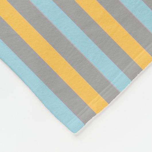 Turquoise Grijze en Gele Strepen Fleece Deken (Hoek)