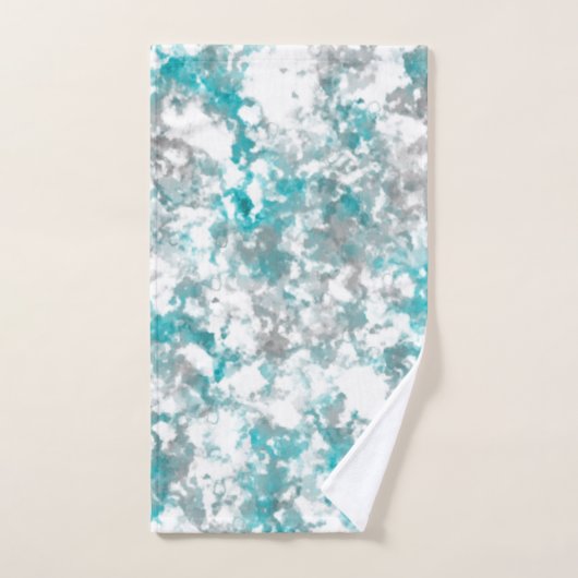 Turquoise grijze en witte marmeren textuur bad handdoek (Handdoek)