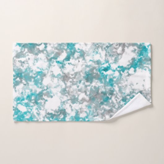 Turquoise grijze en witte marmeren textuur bad handdoek (Handdoek)