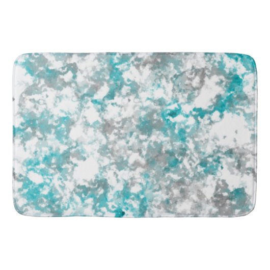 Turquoise grijze en witte marmeren textuur badmat (Voorkant)