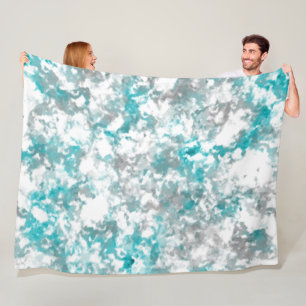 Turquoise grijze en witte marmeren textuur fleece deken