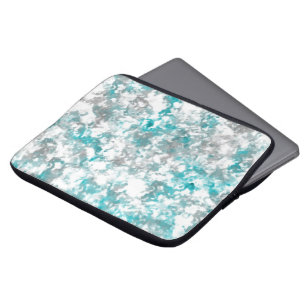 Turquoise grijze en witte marmeren textuur laptop sleeve