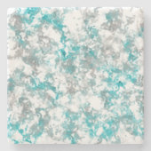 Turquoise grijze en witte marmeren textuur stenen onderzetter (Voorkant)