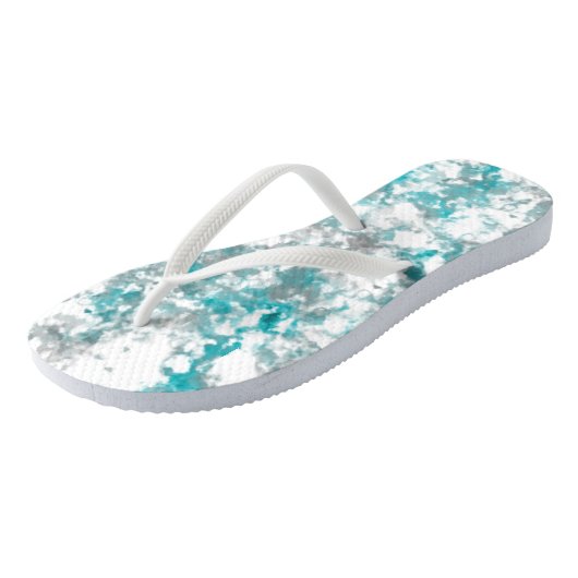Turquoise grijze en witte marmeren textuur teenslippers (Schuin)