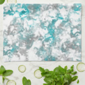Turquoise grijze en witte marmeren textuur theedoek (Gevouwen)