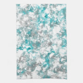 Turquoise grijze en witte marmeren textuur theedoek (Verticaal)