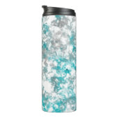 Turquoise grijze en witte marmeren textuur thermosbeker (Geroteerd rechts)