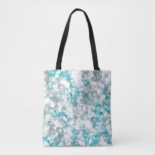Turquoise grijze en witte marmeren textuur tote bag