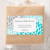 Turquoise Grijze Mama's Water Bottle Favor Etiket (Insitu)