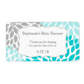 Turquoise Grijze Mama's Water Bottle Favor Etiket (Voorkant)