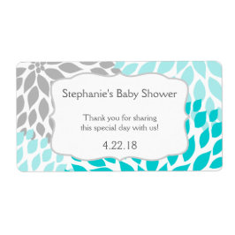 Turquoise Grijze Mama's Water Bottle Favor Etiket