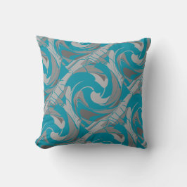 Turquoise grijze tinten houtskool Diagonale Art Tw Kussen
