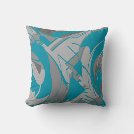 Turquoise grijze tinten houtskool weelderige blade kussen