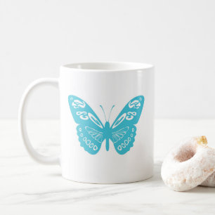 Turquoise grillige vlinder gepersonaliseerde mok