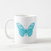 Turquoise grillige vlinder gepersonaliseerde mok (Links)