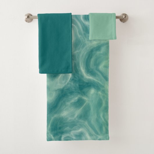 Turquoise Groen Abstract Bad Handdoek (Insitu)