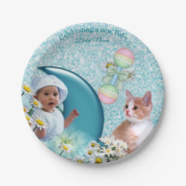 Turquoise groen blauw papieren bordje