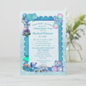 Turquoise Groen Blauw Virtueel kader Uitnodiging (Staand voorkant)