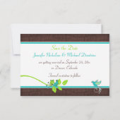 Turquoise Groen Bruin Craquelé Save the Date Kaart (Achterkant)