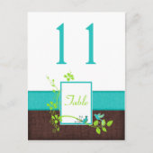 Turquoise Groen Bruin Vogels Tafelnummer Kaart (Voorkant)