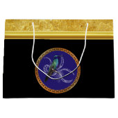 Turquoise groen en blauw met paarse kolibrie large cadeautasje (Voorkant)