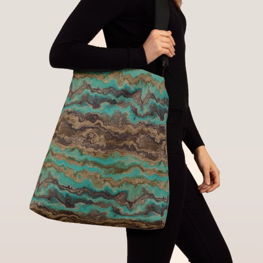 Turquoise groen en bruin Marmer Abstract Crossbody Tas (Dichtbij)