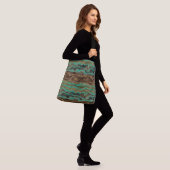 Turquoise groen en bruin Marmer Abstract Crossbody Tas (Op model)