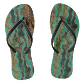 Turquoise groen en bruin marmeren abstract teenslippers (Voetbed)