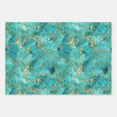 Turquoise groen en gouden marmer inpakpapier vel (Voorkant 2)
