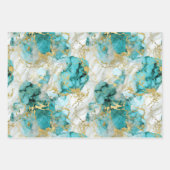Turquoise groen en gouden marmer inpakpapier vel (Voorkant)