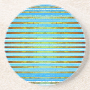 Turquoise, Groen, en het Witte Patroon van Stripes Zandsteen Onderzetter