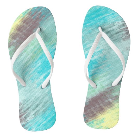 Turquoise, Groen en Mauve Marmer Abstract Teenslippers (Voetbed)