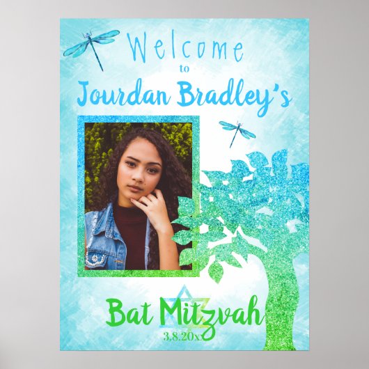 Turquoise & Groen Feestelijke Welkom Teken Poster (Voorkant)