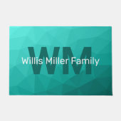 Turquoise groen geometrisch maaspatroon Monogram Deurmat (Voorkant)