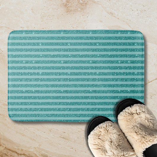 Turquoise Groen Glitter Stijl Horizontale Strepen Badmat