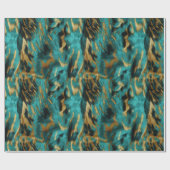 Turquoise Groen Goud Koeienhuid Cadeaupapier (Vlak)