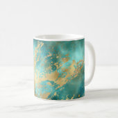 Turquoise Groen Goud Marmer Koffiemok (Voorkant rechts)