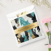 Turquoise Groen Goud Zwart Koeienhuid Bruiloft Bedankzakje (Gezegeld)