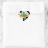 Turquoise Groen Goud Zwart Koeienhuid Bruiloft Hart Sticker (Tas)