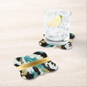 Turquoise Groen Goud Zwart Koeienhuid Bruiloft Kartonnen Onderzetters (Insitu)