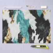 Turquoise Groen Goud Zwart Wit Koeienhuid Tissuepapier (Craft)