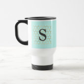 Turquoise groen hexagon monogram reisbeker (Links)