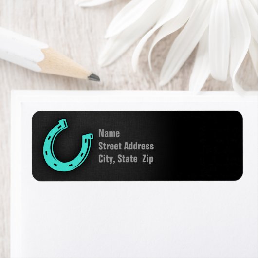 Turquoise groen Hoefijzer Etiket (Insitu)