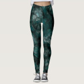 Turquoise groen Marmer Abstract Leggings (Voorkant)