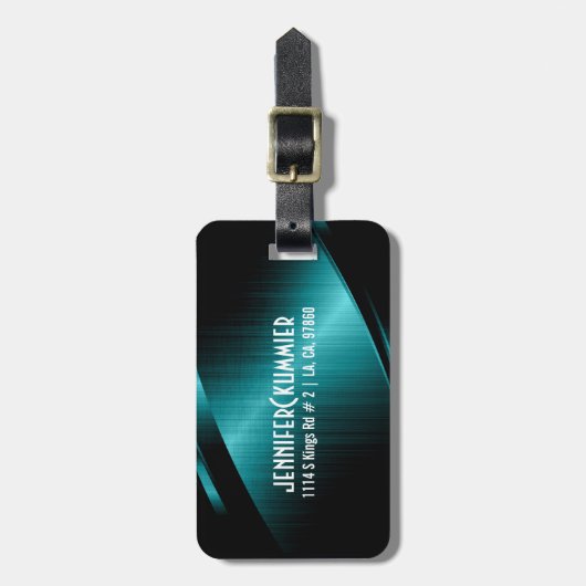 Turquoise groen metallic ontwerp bagagelabel (Voorkant verticaal)