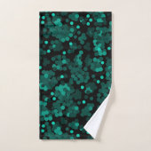 Turquoise groen polka dot patroon op zwart bad handdoek (Handdoek)