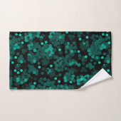 Turquoise groen polka dot patroon op zwart bad handdoek (Handdoek)