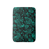 Turquoise groen polka dot patroon op zwart badmat (Voorkant Verticaal)