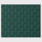 Turquoise groen polka dot patroon op zwart cadeaupapier (Vlak)