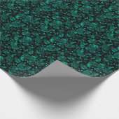 Turquoise groen polka dot patroon op zwart cadeaupapier (Hoek)